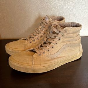 Vans Sk8 Hi Top Shoes. Tan/Camel Canvas Mens 9 Womens 10.5. Skate Sneakers Laces